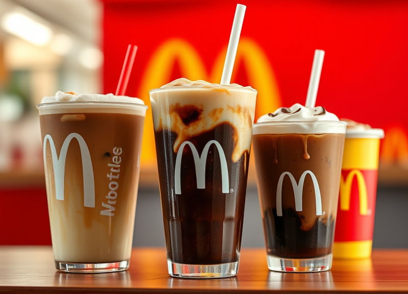 What types of coffee drinks are available on McDonald's drink menu?